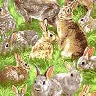 ADORABLE RABBITS FABRIC BY FABRIQUILT 1/2 YD NEW