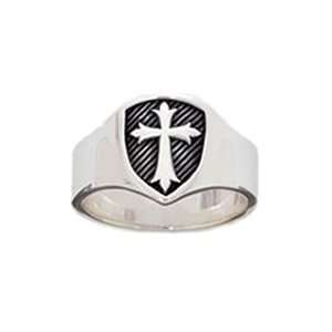  Signet Shield Cross Purity Ring Jewelry