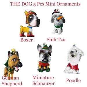  THE DOG Artlist 2 Mini Holiday Ornaments Boxer, Shih Tzu 