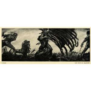  1914 Print Ensign Battle War Men Sword Flag Death Anger Rage 