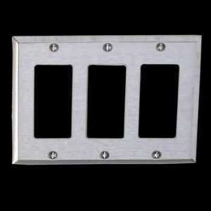   Stainless Steel, Beveled Triple GFI Switch Plate