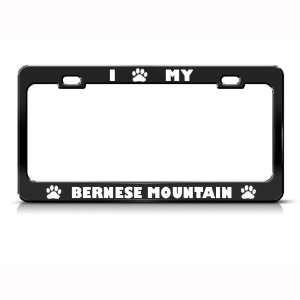 Bernese Mountain Dog Dogs Black Metal license plate frame Tag Holder