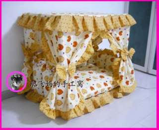 Sweet Princess Dog Cat handmade bed house yellow S,M  