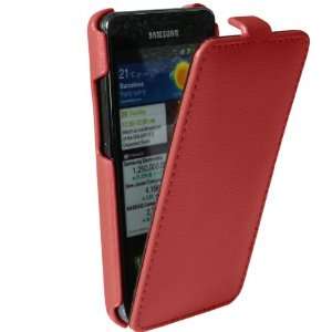  iGadgitz Red Genuine Leather Flip Case Cover Holder for 
