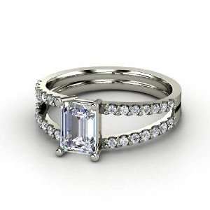 Samantha Ring, Emerald Cut Diamond Platinum Ring Jewelry