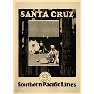  1933 Santa Cruz Beach Southern Pacific Poster B/W Print 