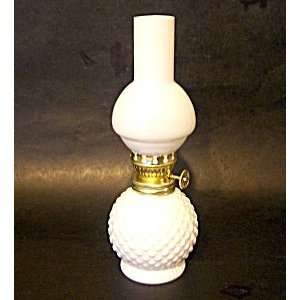  Hobnail Ptn Milk Glass Mini Oil Lamp
