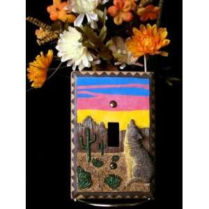 Howling Wolf Single 3D Southwestern Style Switch Plate Cover  