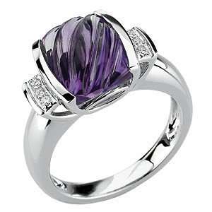   GEM Quality Channel Set Amethyst & Diamond Fashion Ring(6.5) Jewelry