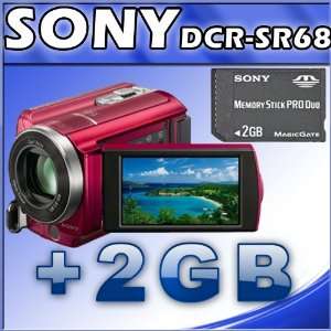  Sony DCR SR68 80GB Hard Disk Drive Handycam Camcorder (Red) + Sony 
