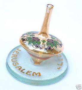 Glass Hanukkah Dreidel Top w/Gold Color, Judaica Gift  