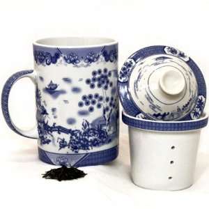  Chinese Village Porcelain Tea / Coffee Cup with Filter 