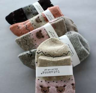   Pairs New Warm For Winter Wool Rabbit Sock Girl Women Cute Bear Design