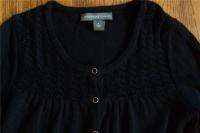NEW J CHAUS BLACK CROCHET KNIT BABY DOLL SWEATER TOP S  