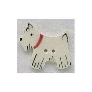  White Scottie Facing Left Button 