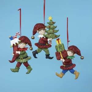   of 12 JoyVille Elves Holiday Party Christmas Ornaments
