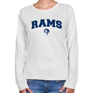 NCAA Rhode Island Rams Ladies White Logo Arch Long Sleeve Classic Fit 