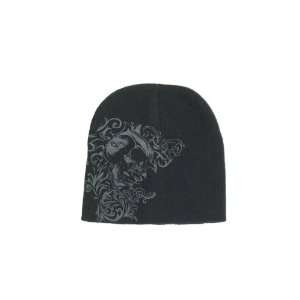  New Ski Snowboard Beanie Hat Black with Gray Skull and 