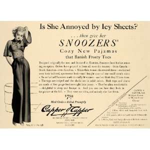  1936 Ad Pajama Snoozers Bed Woman Jersey Fabric Clothes 
