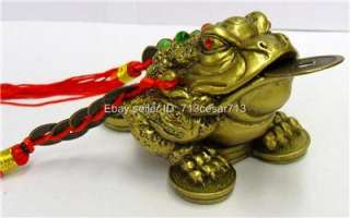 BRASS Feng Shui Money Lucky Chinese with Coin Frog #Erg  