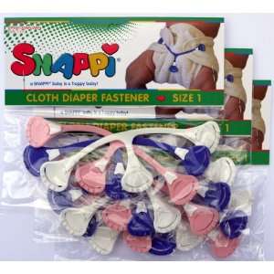 Snappi Cloth Diaper Fasteners   Pack of 9 (3 Pink, 3 Purple, 3 White)