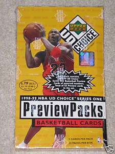 1998 99 Upper Deck Choice Preview Packs Basketball Box.  