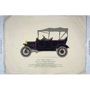   Antique Colour Print 1915 Ford Model Motor Car Detroit