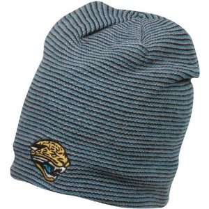   Jaguars Black Teal Striped Long Slouch Knit Beanie