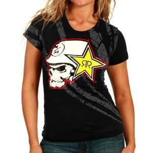  Metal Mulisha Ladies Black Rock Star Discharge T shirt 