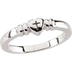   Heart W/Cross Ring. Heart W/Cross Ring In Sterling Silver Size 4