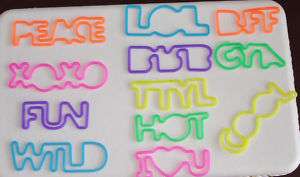 PHRASES SILLY SHAPED RUBBER BANDZ 12pc *****NEW*****  
