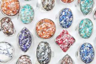 Wholesale lots mix 25 beautiful gemstone silver p Rings  