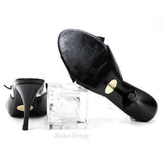 NICOLE MILLER Italy Black Bow Slides HEELS SHOES 6.5 M  