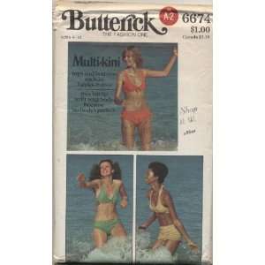 Vintage 1970s Butterick Bathing Suit, Swimsuit, Bikini 