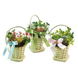  6 Sweet Delights Rattan Basket w/Flowers/Bird Nest Easter 