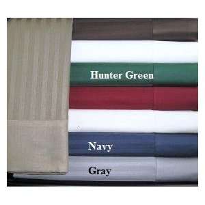   Stripe Single Ply Yarn Bed Sheet Set (Gray) Queen.