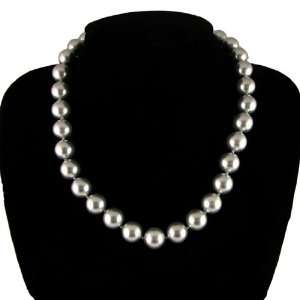   silver shell pearl round beads necklace 17 strand