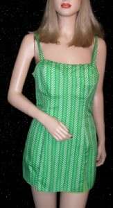 VINTAGE 70s GREEN GABAR ROMPER SWIMSUIT & OVERSHIRT 8  