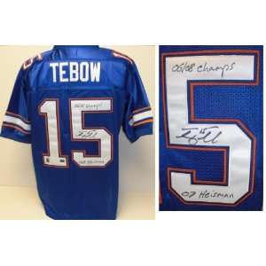  Tim Tebow Autographed Florida Gators Authentic Blue Jersey 