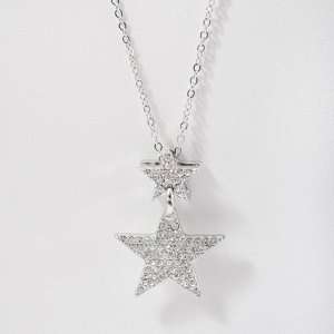  High Gloss Silver Plated Rising Double Star Charm and 