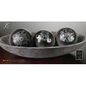  Elegant Expressions Black and Silver Decorative Orb Set w 