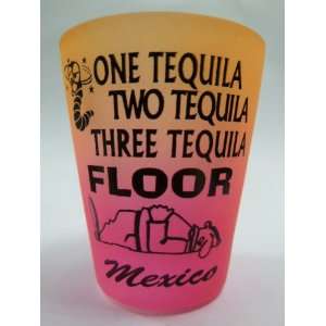  Mexico Tequila Neon Orange/Neon Pink Shot Glass Kitchen 