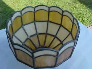 VINTAGE ANTIQUE CARAMEL SLAG STAINED GLASS LAMP SHADE LEADED 