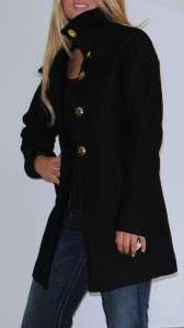 New Womens Nine West Wool Blend Coat Black 10  