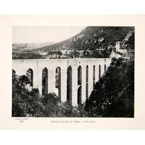  1908 Print 13th Century Aqueduct Ponte Delle Torri Spoleto 
