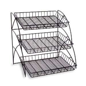  Tiered Wire Shelving Display Rack for Tabletop Use   Black 
