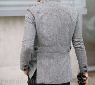 Mens Chinese Style Slim Fit Jacket MultiPocket Coat #09  