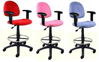 NEW PINK RED OR BLUE DRAFTING BAR COUNTER STOOLS W ARMS  