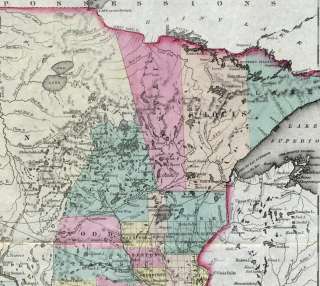 COLTON 1857 RARE ORIGINAL TERRITORIAL MAP OF MINNESOTA  