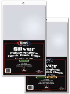 100) BCW Silver Age Size Resealable Comic Book Bags  